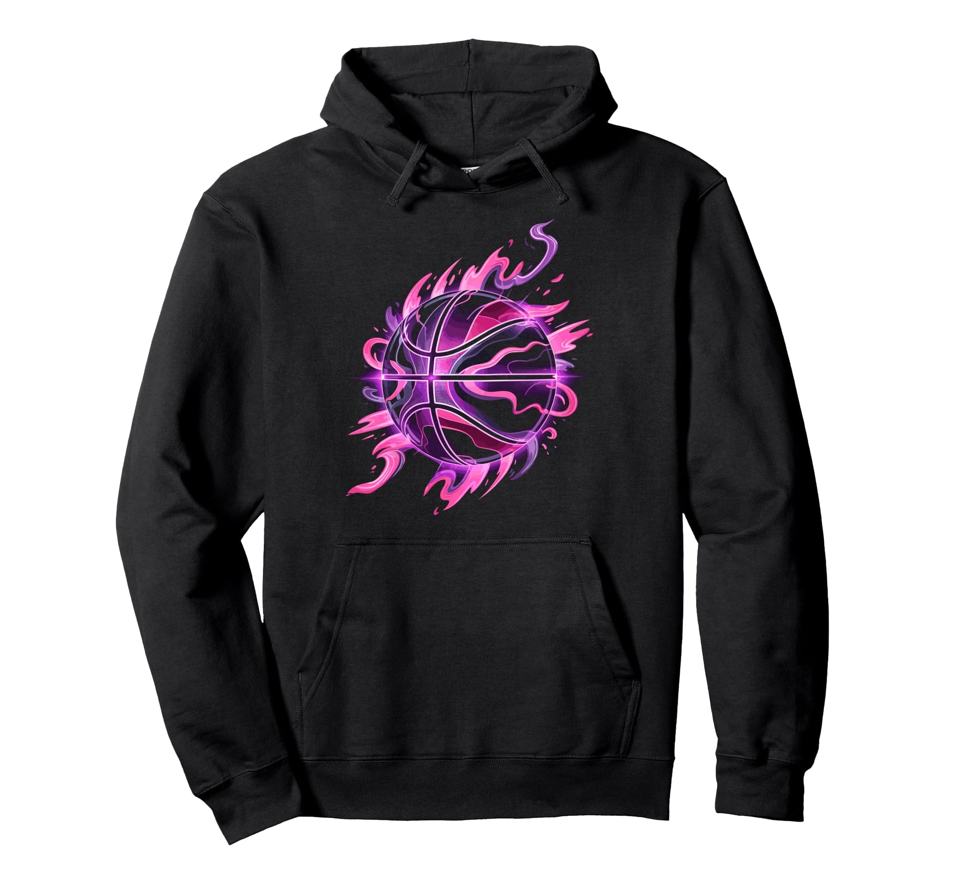 Basketball Ball Fire Basketball Player Hoodie - Graphic Print for Adults - T-Shirt, Sweatshirt, Hoodie