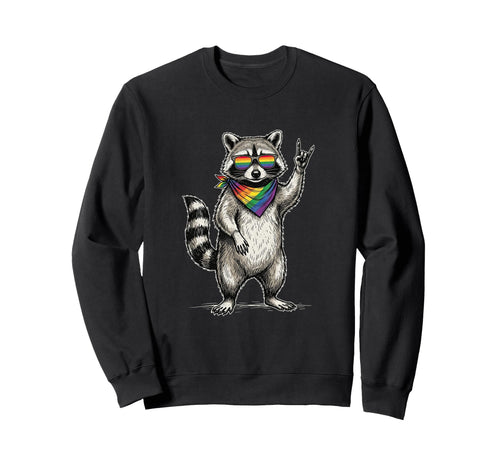 Rock Hand Raccoon Rainbow Flag Lgbtq Sweatshirt - Novelty Apparel Unisex - T-Shirt, Sweatshirt, Hoodie