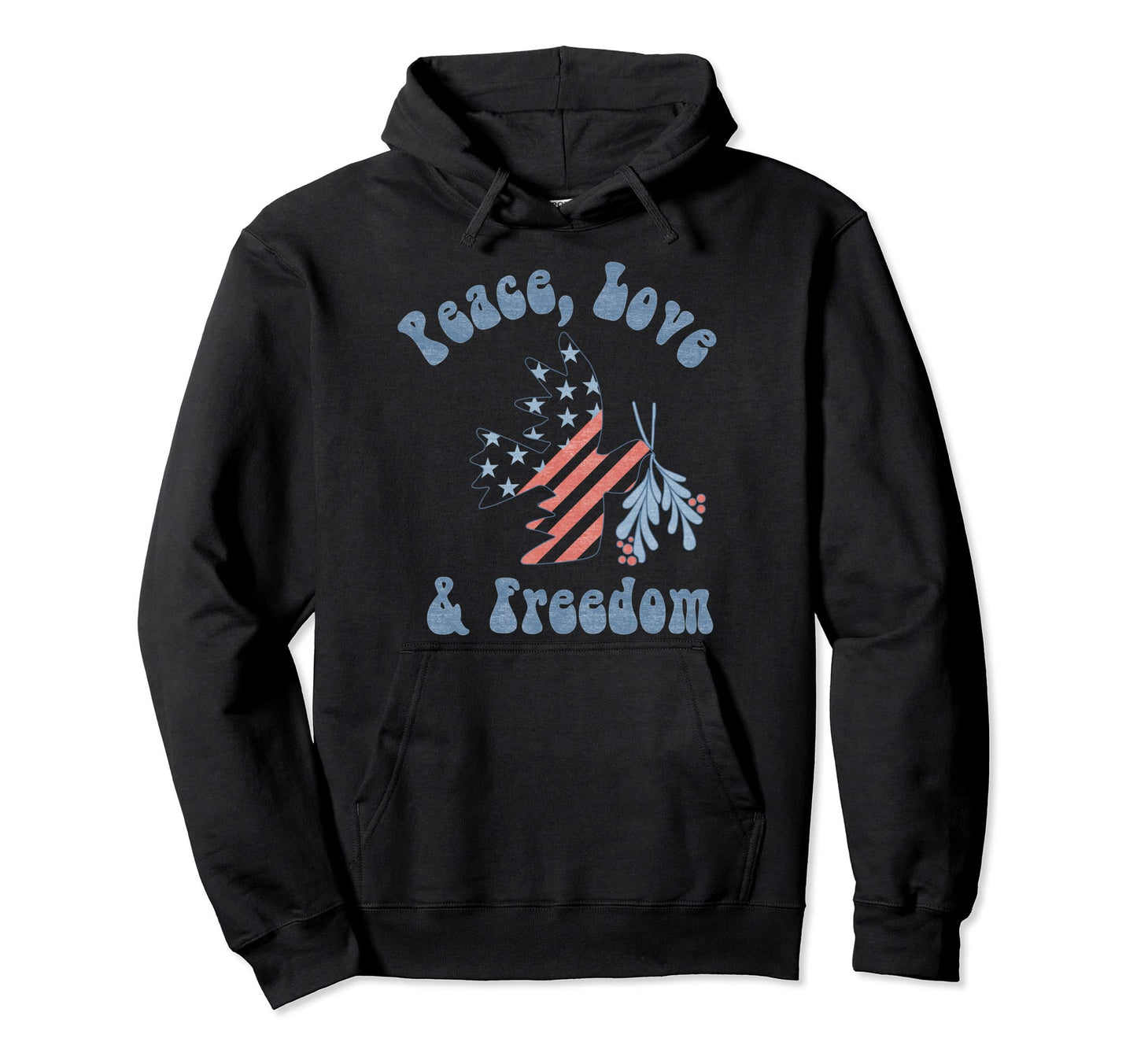 Americana Peace Love Freedom Hoodie - Unique Graphic Men Women - T-Shirt, Sweatshirt, Hoodie