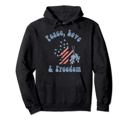 Americana Peace Love Freedom Hoodie - Unique Graphic Men Women - T-Shirt, Sweatshirt, Hoodie