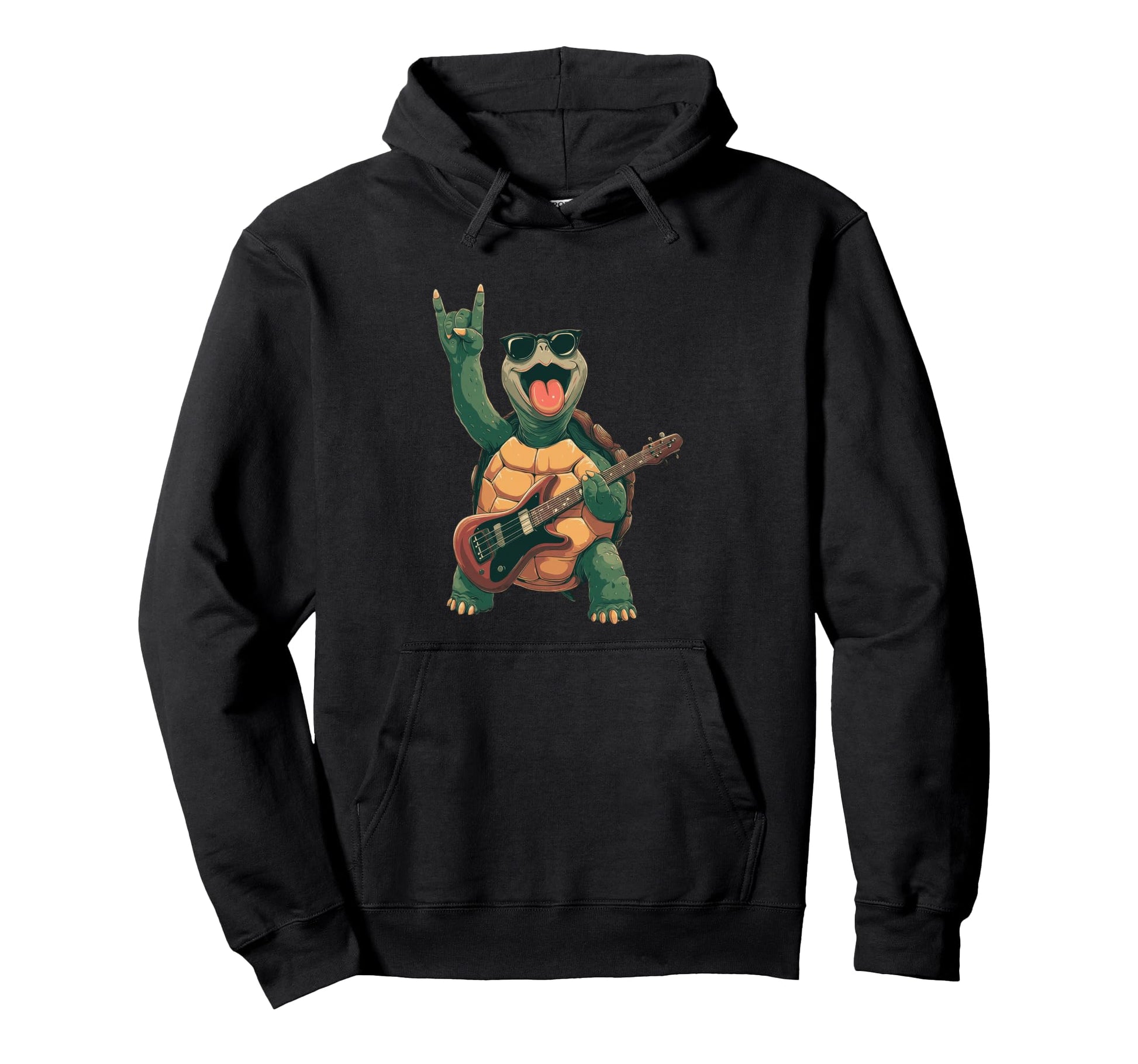 Funny Rock And Roll Turtle Cartoon Hoodie - Casual Everyday Wear Unisex - T-Shirt, Sweatshirt, Hoodie