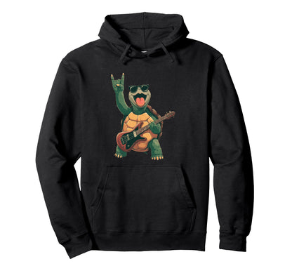 Funny Rock And Roll Turtle Cartoon Hoodie - Casual Everyday Wear Unisex - T-Shirt, Sweatshirt, Hoodie