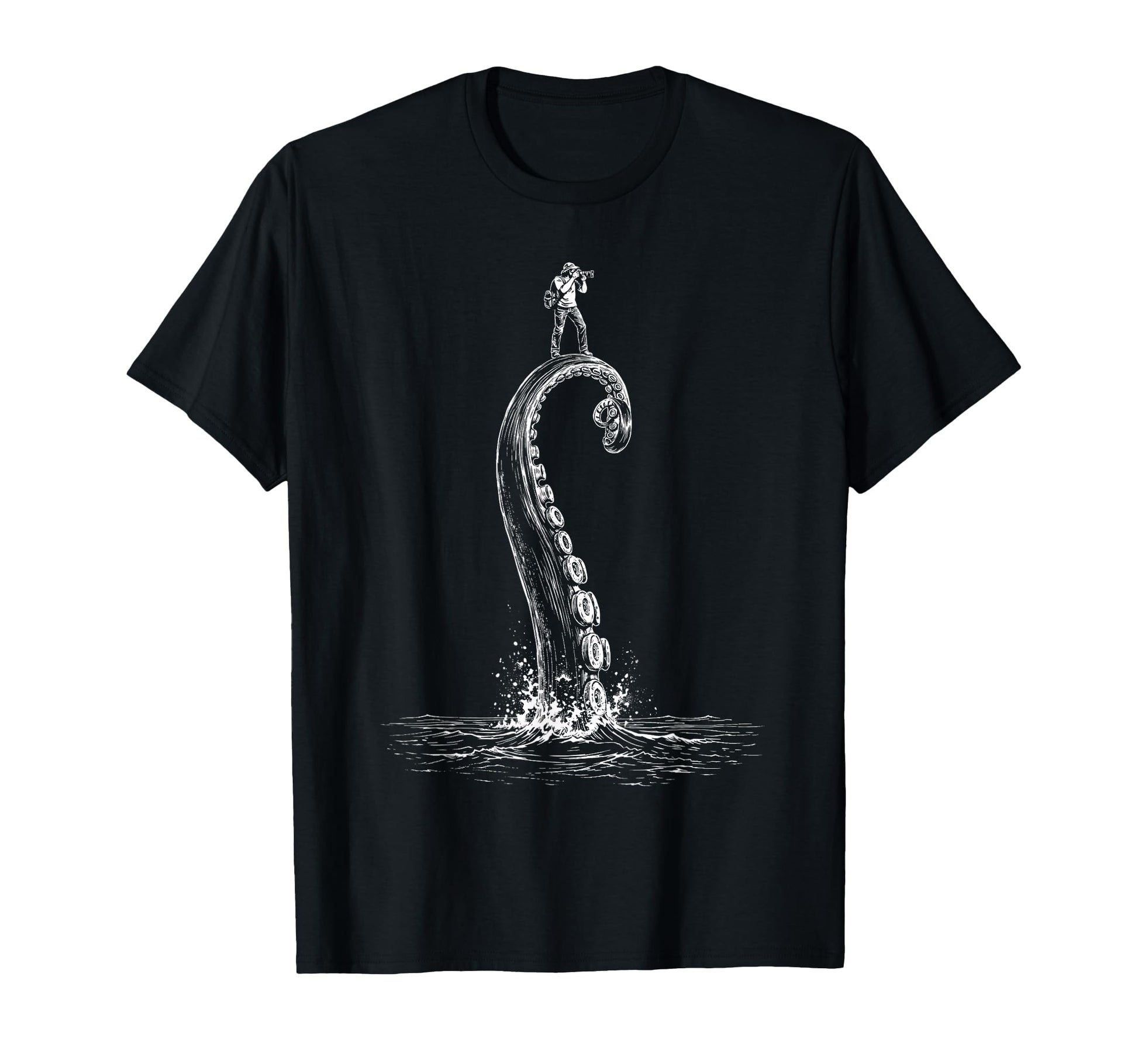 Photographer Octopus Camera T-Shirt - Minimalist Print for Adults - T-Shirt, Sweatshirt, Hoodie