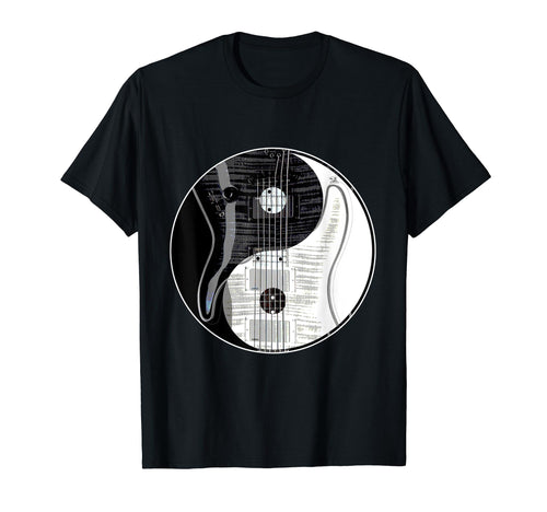 Electric Guitar Yin Yang Black T-Shirt - Aesthetic Graphic for Adults - T-Shirt, Sweatshirt, Hoodie