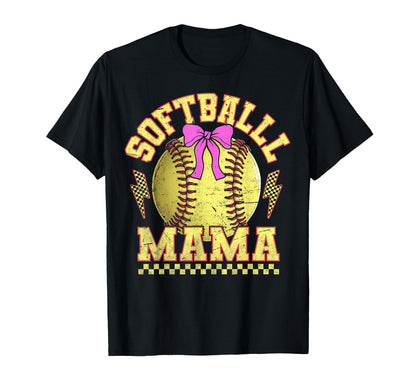 Checkered Softball Mama Sports T-Shirt - Casual Everyday Wear Men Women - T-Shirt, Sweatshirt, Hoodie