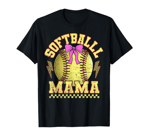 Checkered Softball Mama Sports T-Shirt - Casual Everyday Wear Men Women - T-Shirt, Sweatshirt, Hoodie
