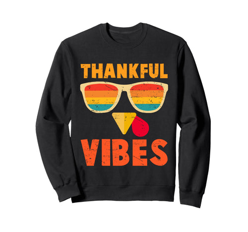 Thankful Vibes Turkey Rainbow Sweatshirt - Minimalist Print Men Women - T-Shirt, Sweatshirt, Hoodie