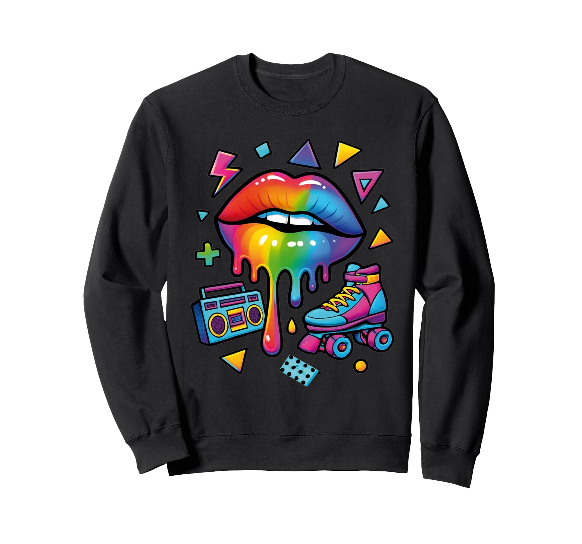90S Pop Art Rainbow Lips Nostalgia Sweatshirt - Novelty Apparel Unisex - T-Shirt, Sweatshirt, Hoodie