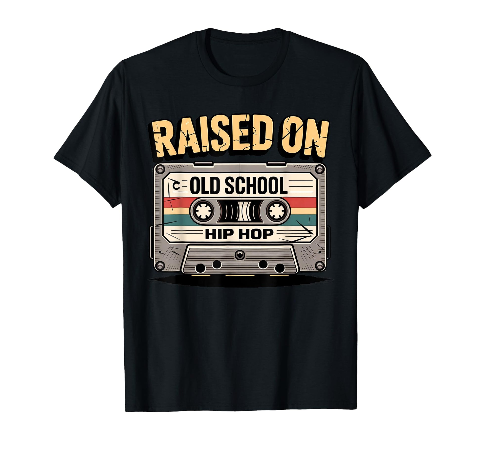 Raised Old School Hip Hop Cassette T-Shirt - Fun Novelty Design for Adults - T-Shirt, Sweatshirt, Hoodie