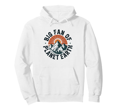Big Fan Planet Earth 70S Rainbow Earth Day Hoodie - Novelty Apparel Unisex - T-Shirt, Sweatshirt, Hoodie