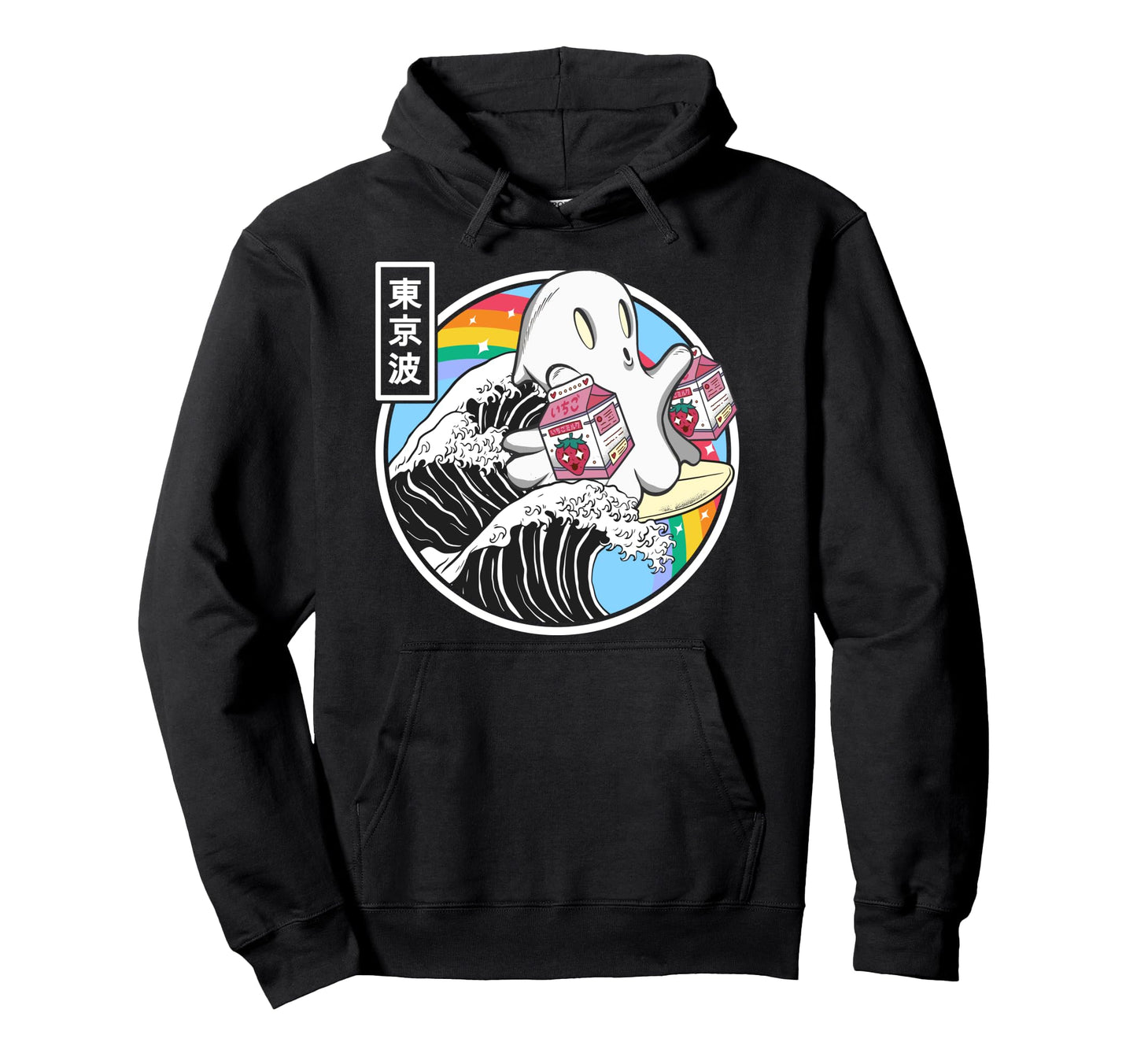 Surfing Ghost Strawberry Milk Cartons Hoodie - Minimalist Print Men Women - T-Shirt, Sweatshirt, Hoodie