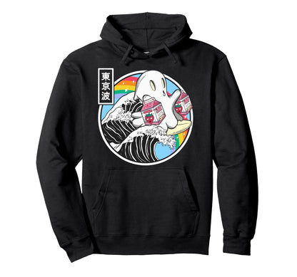 Surfing Ghost Strawberry Milk Cartons Hoodie - Minimalist Print Men Women - T-Shirt, Sweatshirt, Hoodie