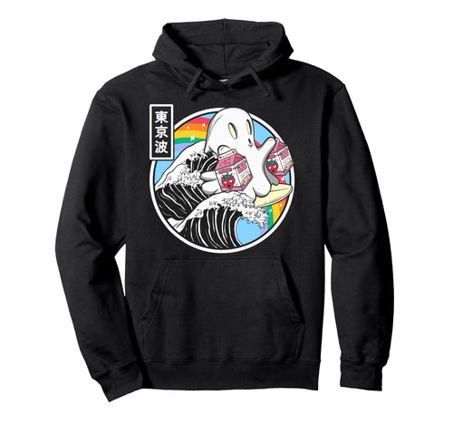 Surfing Ghost Strawberry Milk Cartons Hoodie - Minimalist Print Men Women - T-Shirt, Sweatshirt, Hoodie