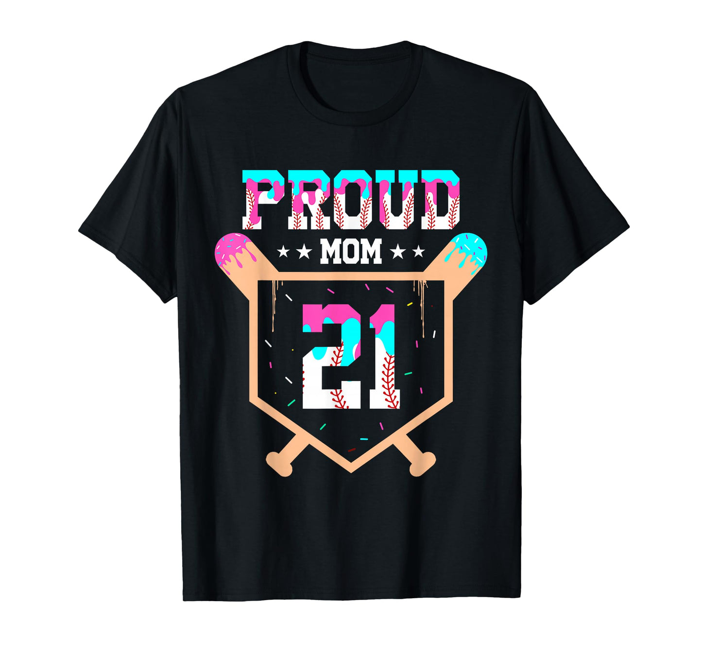 Proud Mom Baseball Player Number 21 Ice T-Shirt - Trendy Graphic Unisex - T-Shirt, Sweatshirt, Hoodie