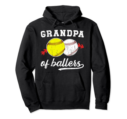 Grandpa Ballers Baseball Softball Hoodie - Fun Novelty Design Men Women - T-Shirt, Sweatshirt, Hoodie
