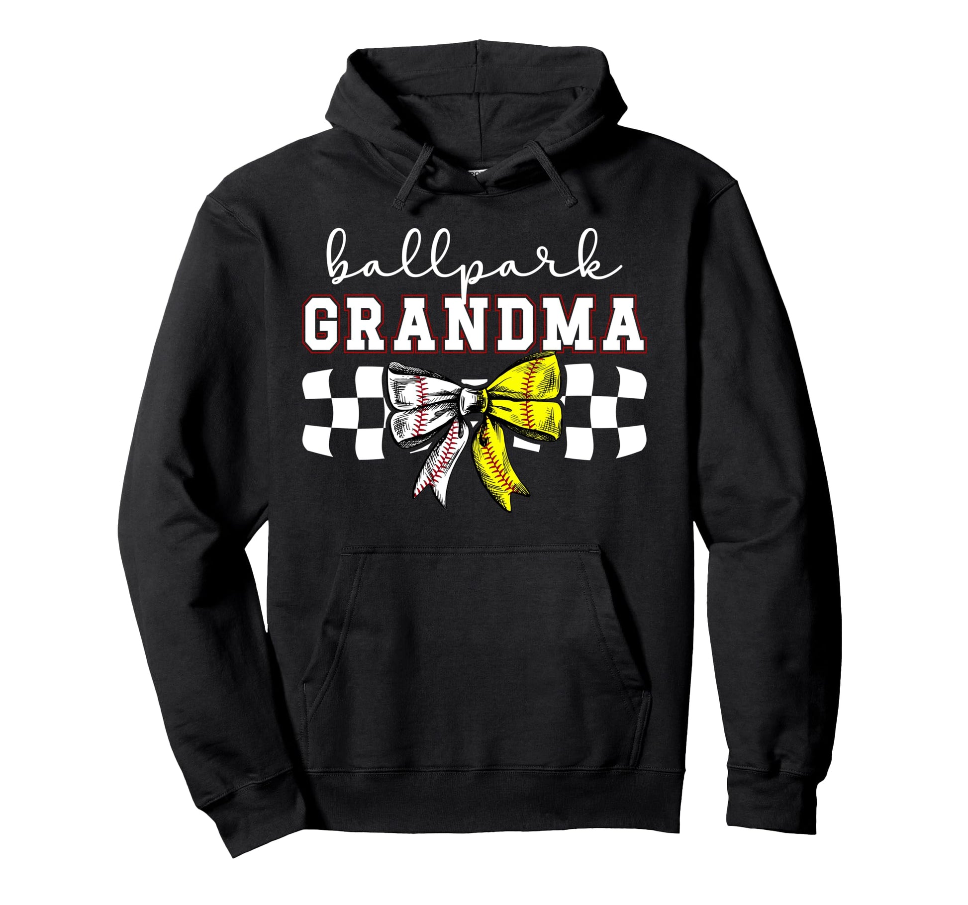 Ballpark Grandma Softball Baseball Hoodie - Minimalist Print for Adults - T-Shirt, Sweatshirt, Hoodie