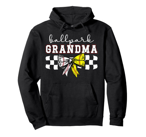 Ballpark Grandma Softball Baseball Hoodie - Minimalist Print for Adults - T-Shirt, Sweatshirt, Hoodie