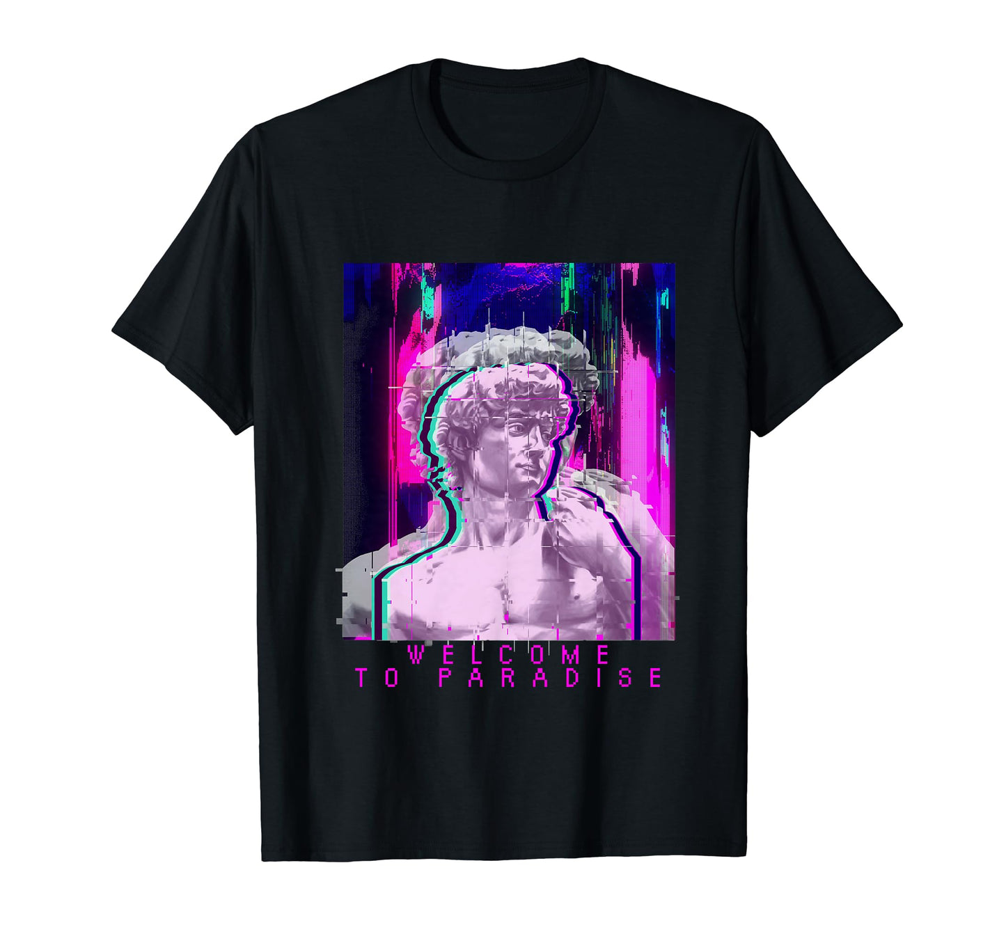 Paradise Statue Vaporwave Glitch T-Shirt - Graphic Print Men Women - T-Shirt, Sweatshirt, Hoodie