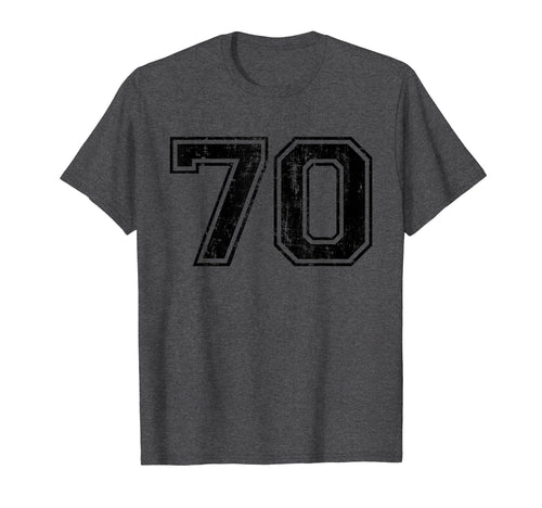 Number 70 Varsity Distressed Sport Team T-Shirt - Streetwear Style Unisex - T-Shirt, Sweatshirt, Hoodie