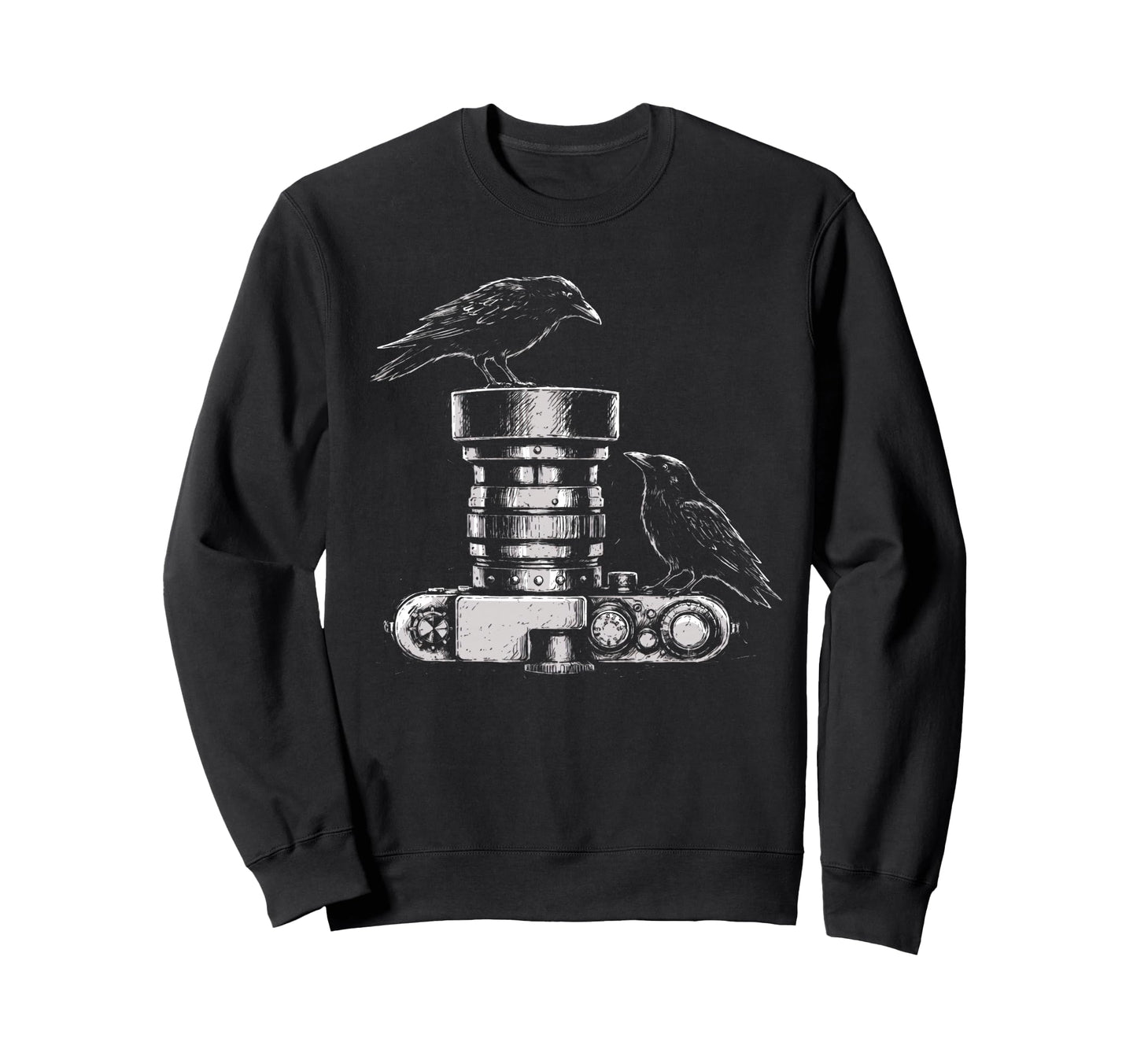 Photographer Raven Camera Lens Sweatshirt - Unique Graphic Men Women - T-Shirt, Sweatshirt, Hoodie