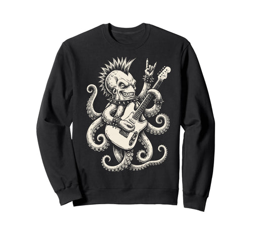 Funny Octopus Playing Guitar Rock Sweatshirt - Novelty Apparel for Adults - T-Shirt, Sweatshirt, Hoodie