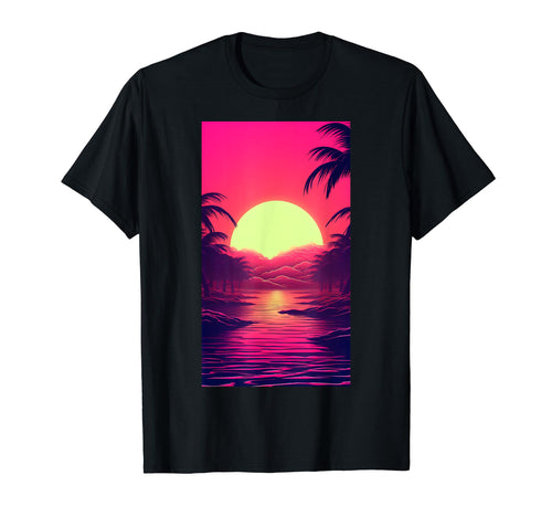 80S Vaporwave Aesthetic Landscape T-Shirt - Streetwear Style for Adults - T-Shirt, Sweatshirt, Hoodie