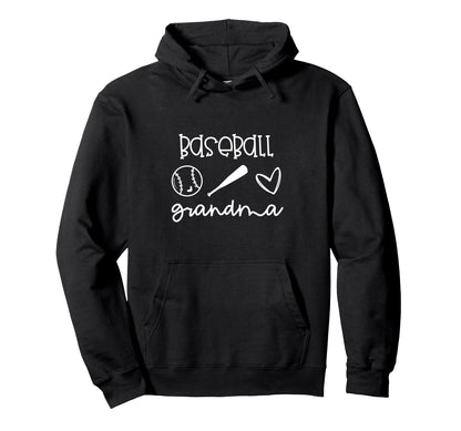 Baseball Grandma Baseball Bat Heart Gift Hoodie - Novelty Apparel Unisex - T-Shirt, Sweatshirt, Hoodie