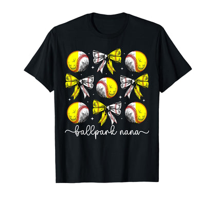 Ballpark Nana Coquette Softball T-Shirt - Aesthetic Graphic for Adults - T-Shirt, Sweatshirt, Hoodie