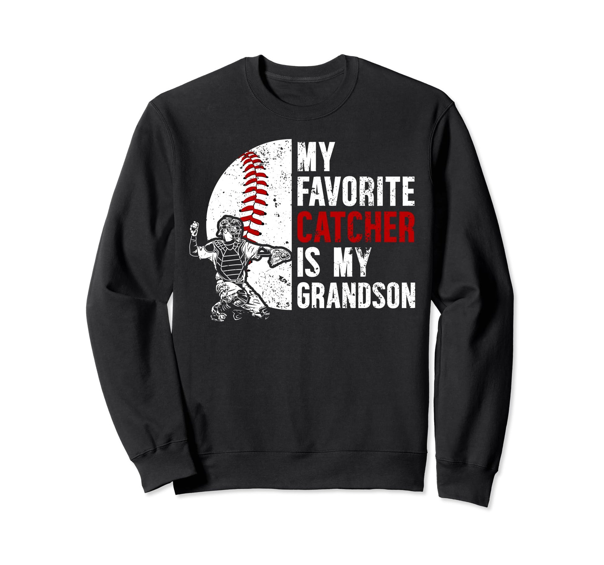 Baseball Catcher Grandma Proud Sweatshirt - Novelty Apparel for Adults - T-Shirt, Sweatshirt, Hoodie