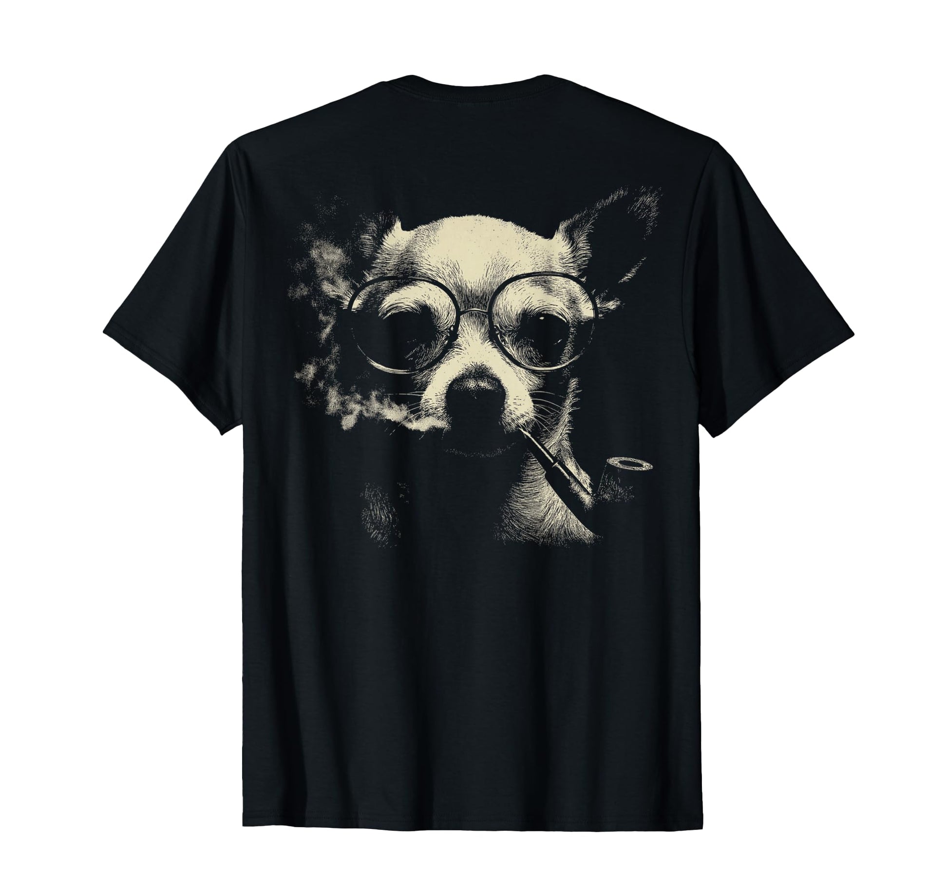 Chihuahua Smoking Pipe Glasses T-Shirt - Casual Everyday Wear Men Women - T-Shirt, Sweatshirt, Hoodie