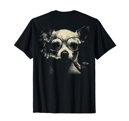Chihuahua Smoking Pipe Glasses T-Shirt - Casual Everyday Wear Men Women - T-Shirt, Sweatshirt, Hoodie