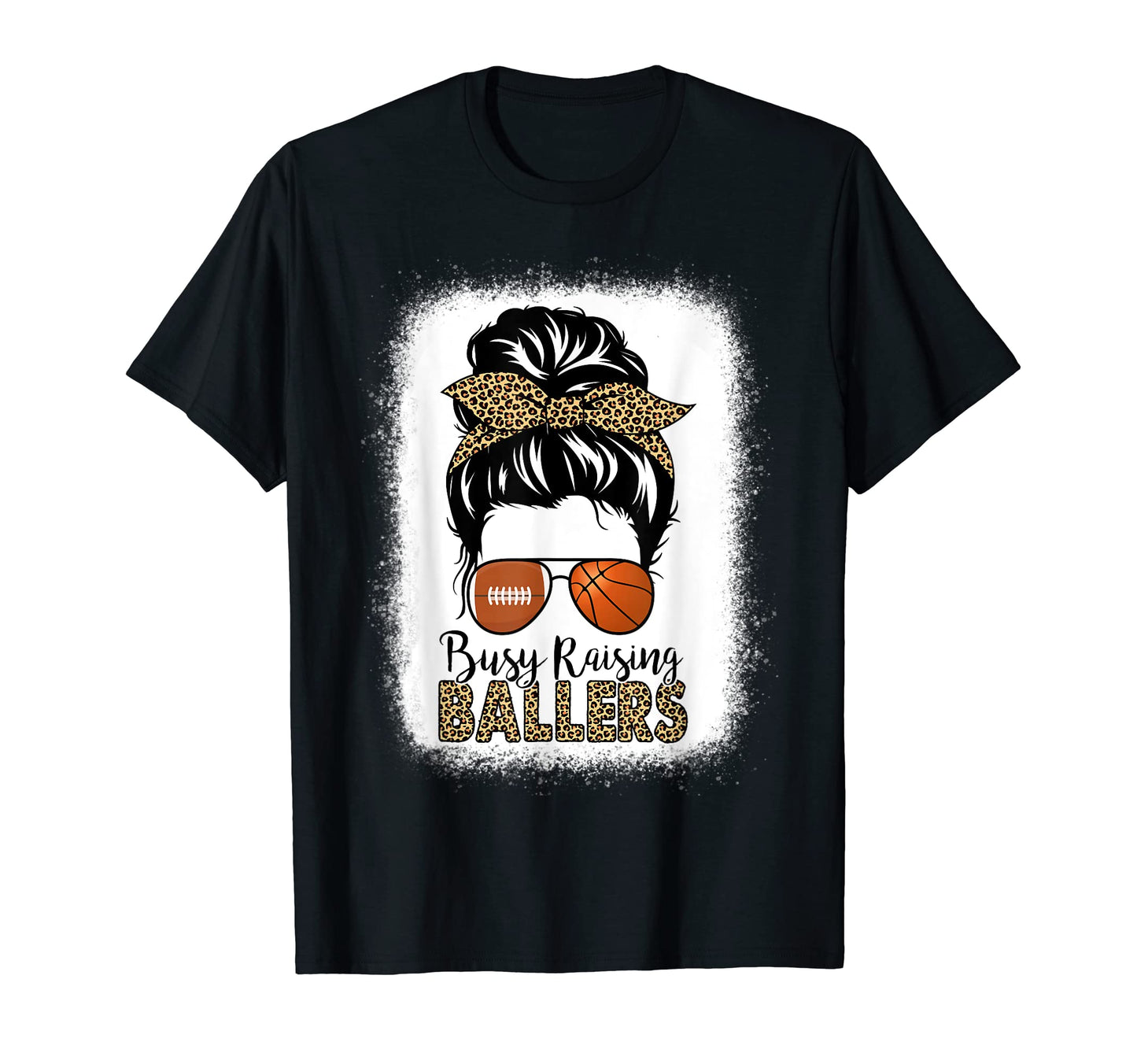Football And Basketball Mom Messy Bun T-Shirt - Trendy Graphic for Adults - T-Shirt, Sweatshirt, Hoodie