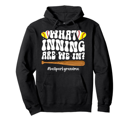 Ballpark Grandma Groovy Softball Baseball Hoodie - Graphic Print Unisex - T-Shirt, Sweatshirt, Hoodie