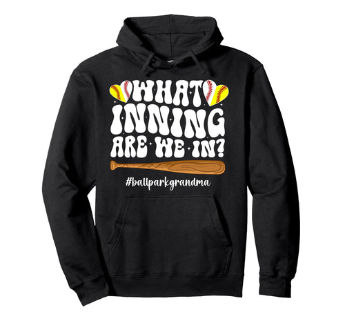 Ballpark Grandma Groovy Softball Baseball Hoodie - Graphic Print Unisex - T-Shirt, Sweatshirt, Hoodie