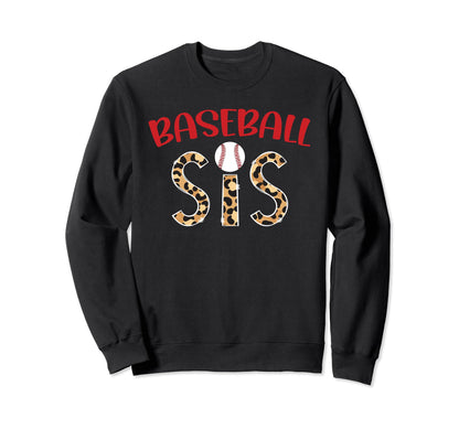 Baseball Sis Leopard Baseball Sister Sweatshirt - Unique Graphic Men Women - T-Shirt, Sweatshirt, Hoodie