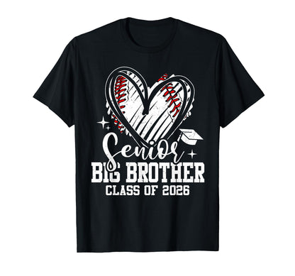 Senior Big Brother Class 2026 Baseball T-Shirt - Aesthetic Graphic Unisex - T-Shirt, Sweatshirt, Hoodie