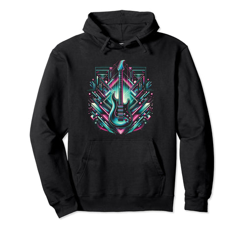 Electric Guitar Vaporwave Vivid 80S 90S Hoodie - Fun Novelty Design Unisex - T-Shirt, Sweatshirt, Hoodie