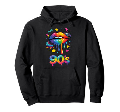 90S Pop Art Rainbow Lips Nostalgia Hoodie - Streetwear Style Men Women - T-Shirt, Sweatshirt, Hoodie