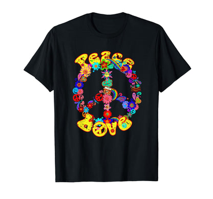 Distressed Peace Love 60S 70S Aesthetic T-Shirt - Trendy Graphic Men Women - T-Shirt, Sweatshirt, Hoodie