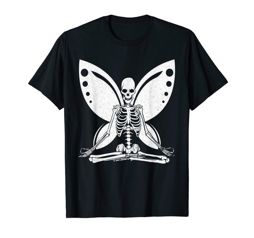 Yoga Skeleton Butterfly Fairy Grunge T-Shirt - Graphic Print Unisex - T-Shirt, Sweatshirt, Hoodie