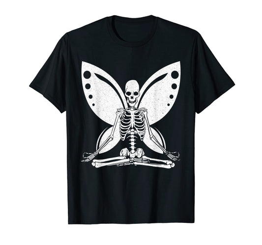 Yoga Skeleton Butterfly Fairy Grunge T-Shirt - Graphic Print Unisex - T-Shirt, Sweatshirt, Hoodie
