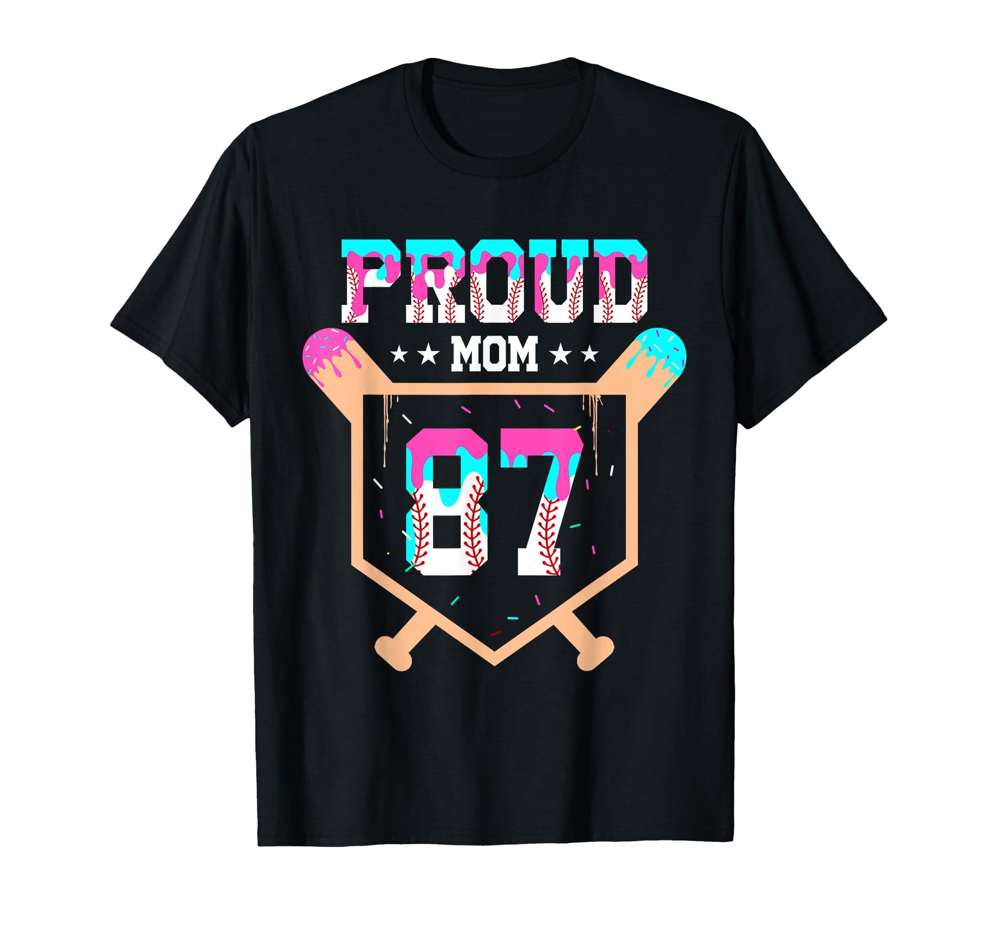 Proud Mom Baseball Player Number 87 Ice T-Shirt - Unique Graphic Unisex - T-Shirt, Sweatshirt, Hoodie