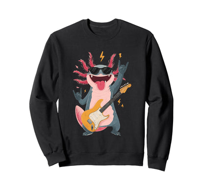 Axolotl Rock Music Funny Animal Sweatshirt - Unique Graphic for Adults - T-Shirt, Sweatshirt, Hoodie