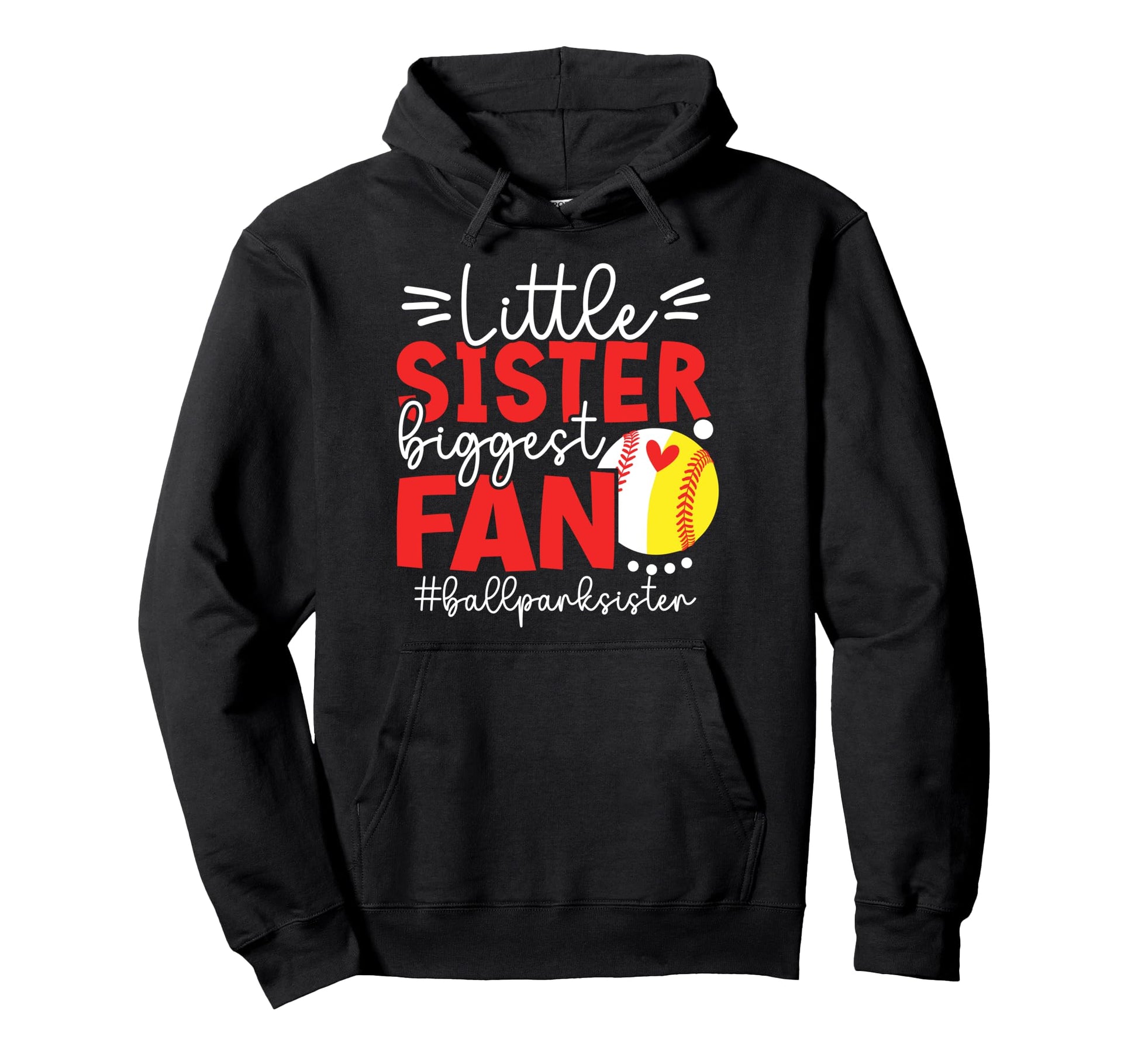 Little Sister Biggest Fan Softball Hoodie - Aesthetic Graphic for Adults - T-Shirt, Sweatshirt, Hoodie