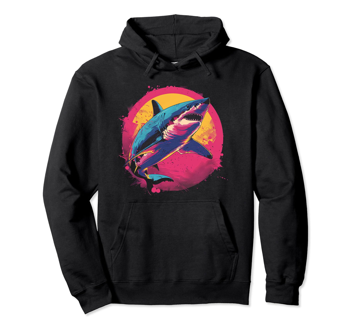 Shark Vaporwave Aesthetic Synthwave Hoodie - Fun Novelty Design for Adults - T-Shirt, Sweatshirt, Hoodie