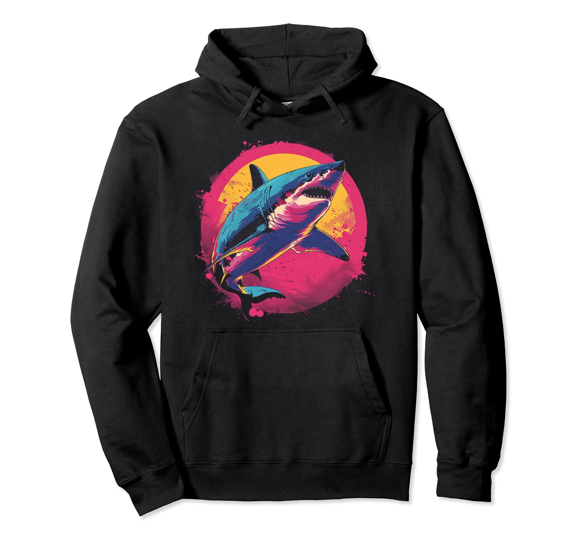 Shark Vaporwave Aesthetic Synthwave Hoodie - Fun Novelty Design for Adults - T-Shirt, Sweatshirt, Hoodie