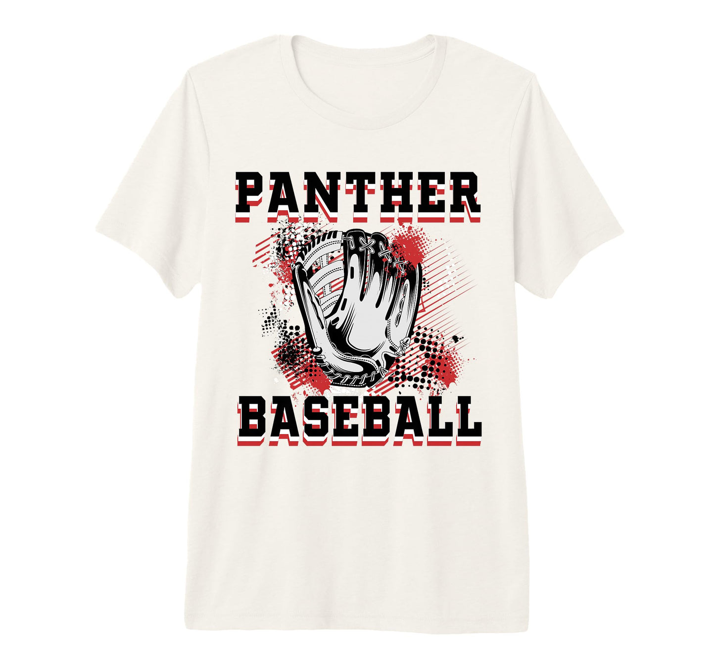 Panther Baseball Mom Grunge Glove Red T-Shirt - Custom Art Print Unisex - T-Shirt, Sweatshirt, Hoodie
