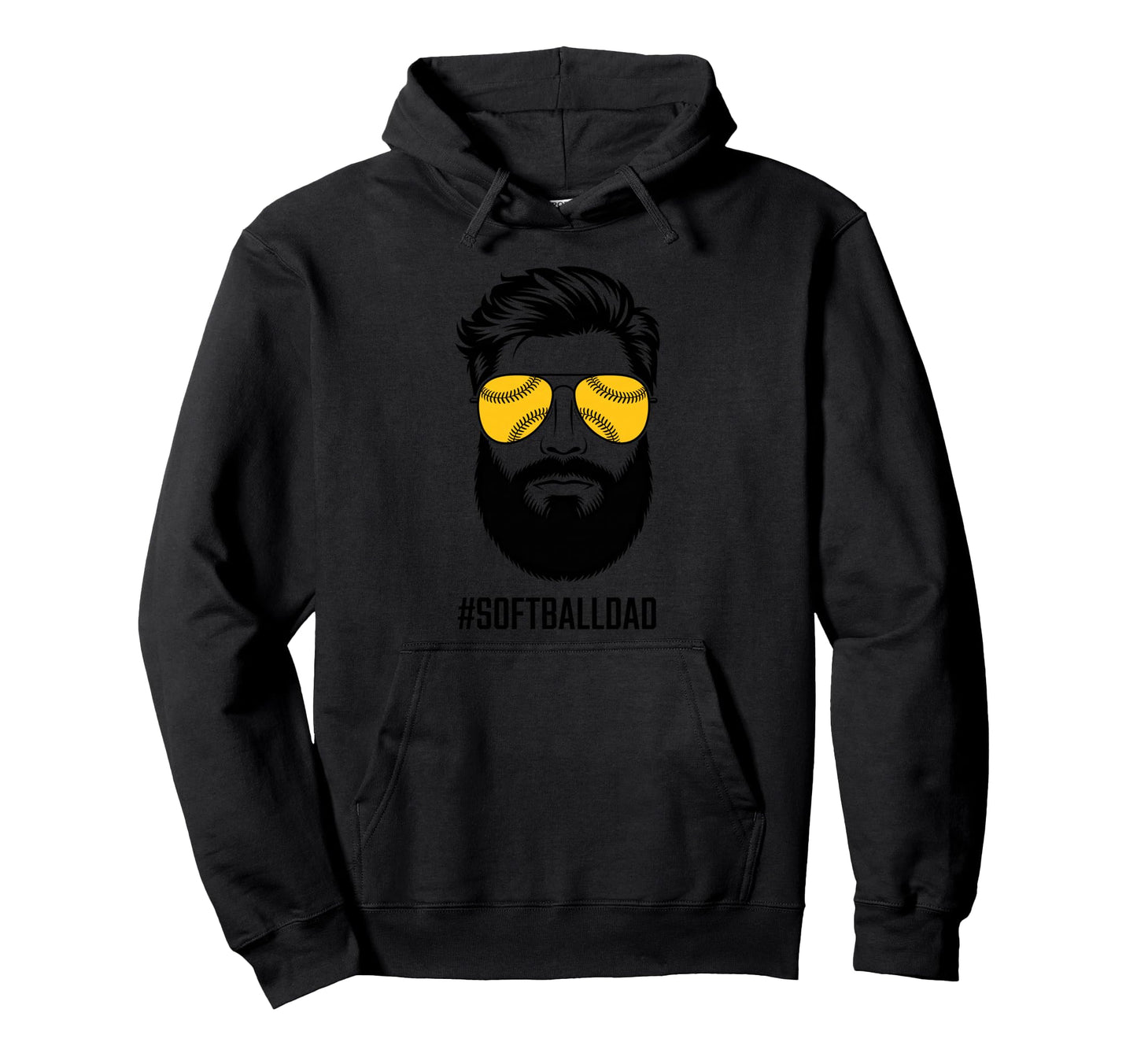 Softball Dad Beard And Sunglasses Hoodie - Casual Everyday Wear Men Women - T-Shirt, Sweatshirt, Hoodie