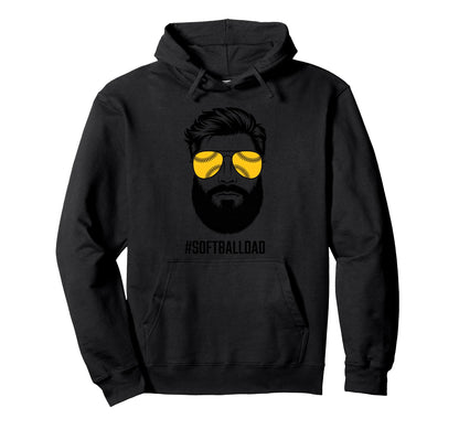 Softball Dad Beard And Sunglasses Hoodie - Casual Everyday Wear Men Women - T-Shirt, Sweatshirt, Hoodie