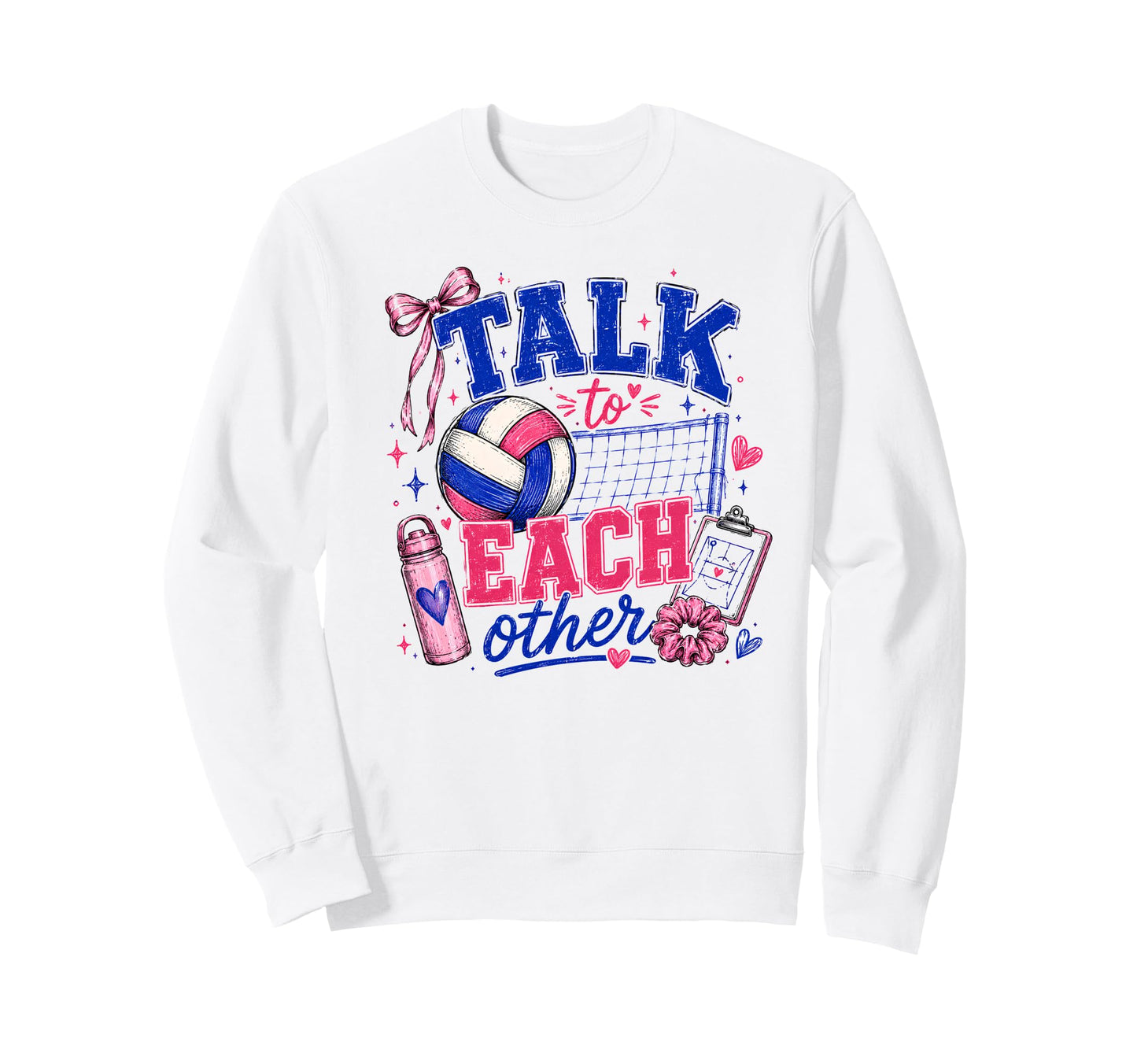 Volleyball Moms Doodle Talk To Each Sweatshirt - Custom Art Print Unisex - T-Shirt, Sweatshirt, Hoodie